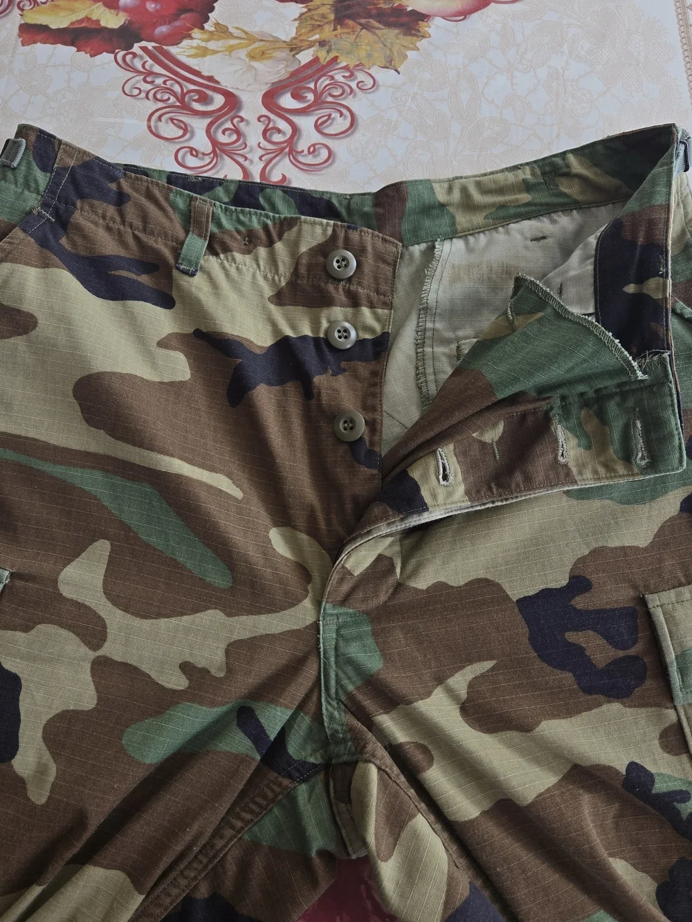 US Military Woodland Camo BDU Trousers Pant MEDIUM LONG Ripstop 8415-01-390-8946